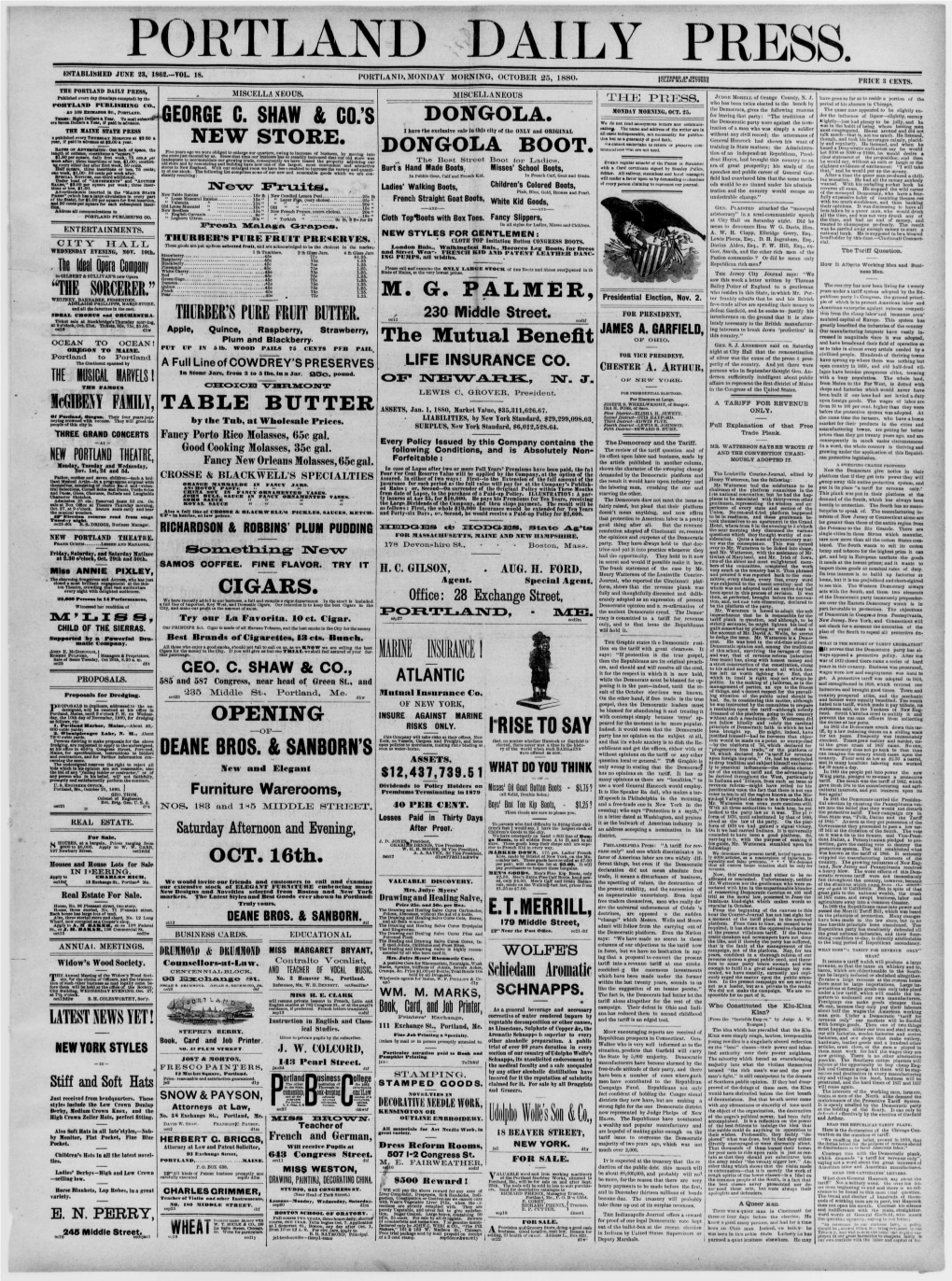 Portland Daily Press: October 25,1880