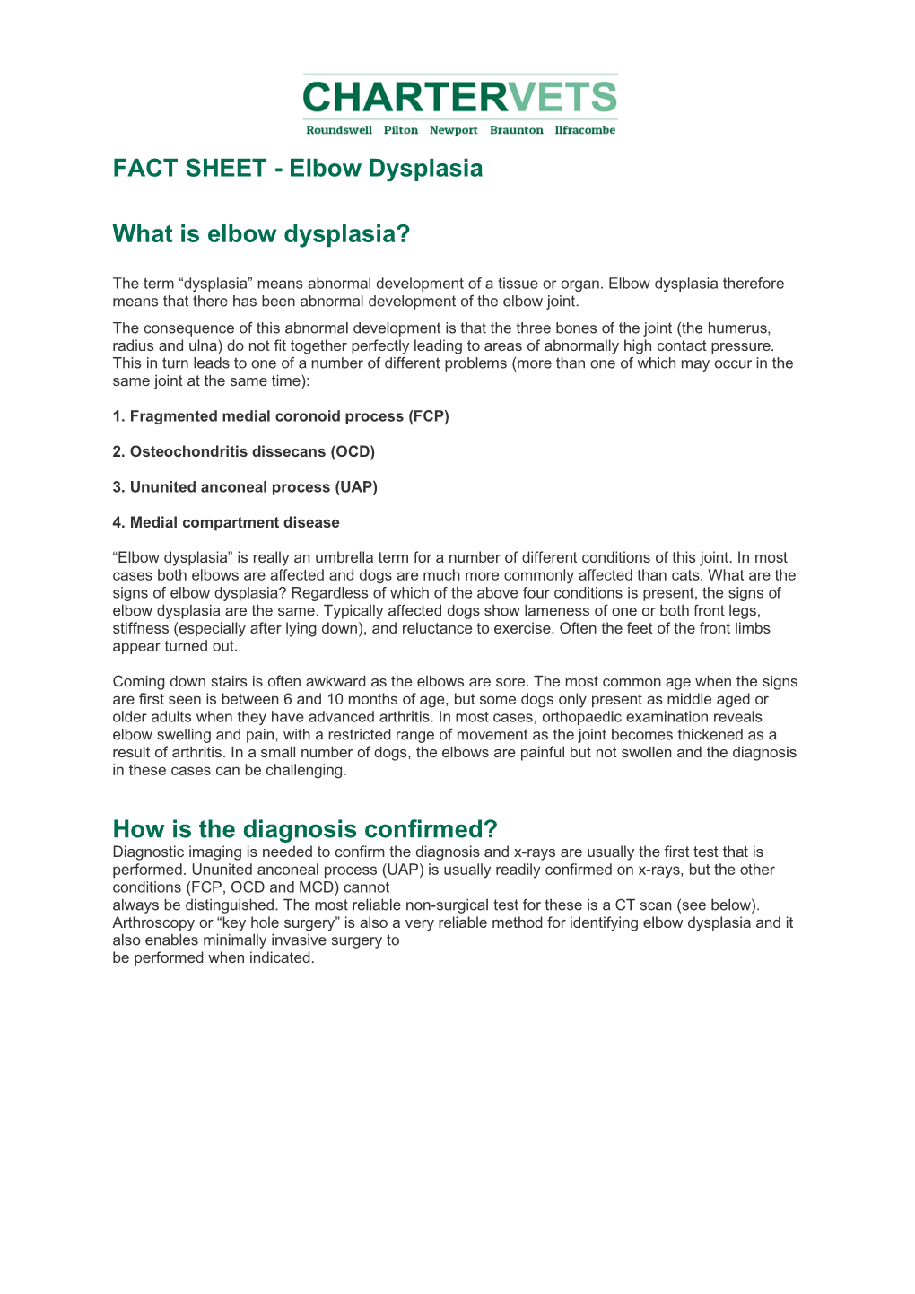 FACT SHEET - Elbow Dysplasia