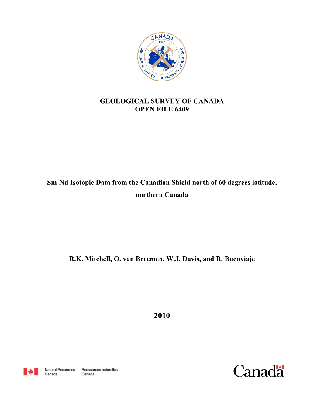 GEOLOGICAL SURVEY of CANADA OPEN FILE 6409 Sm-Nd Isotopic