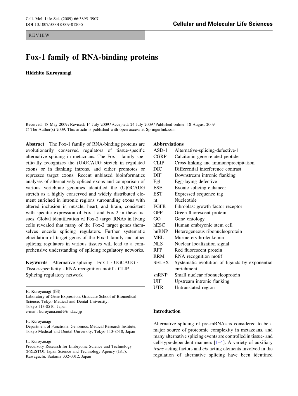 Fox-1 Family of RNA-Binding Proteins