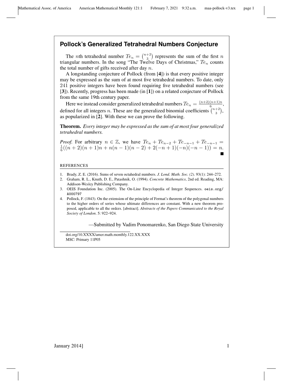 Pollock's Generalized Tetrahedral Numbers Conjecture