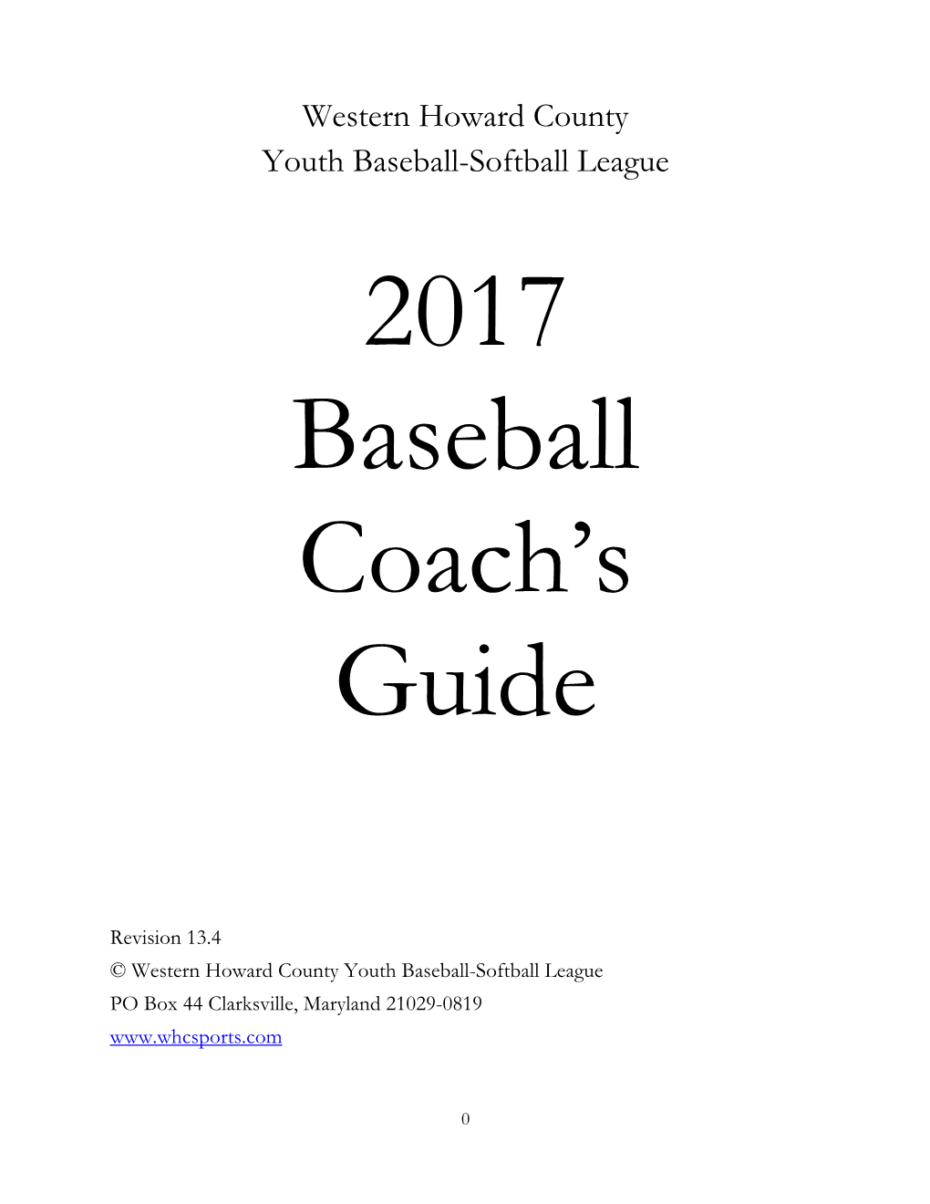 Western Howard County Youth Baseball-Softball League