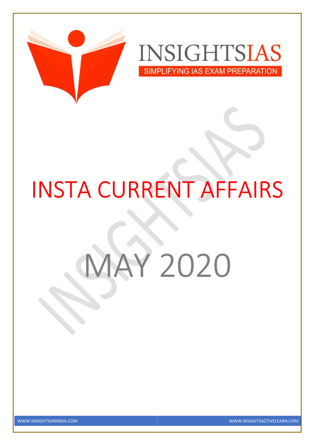INSTA May 2020 Current Affairs Compilation