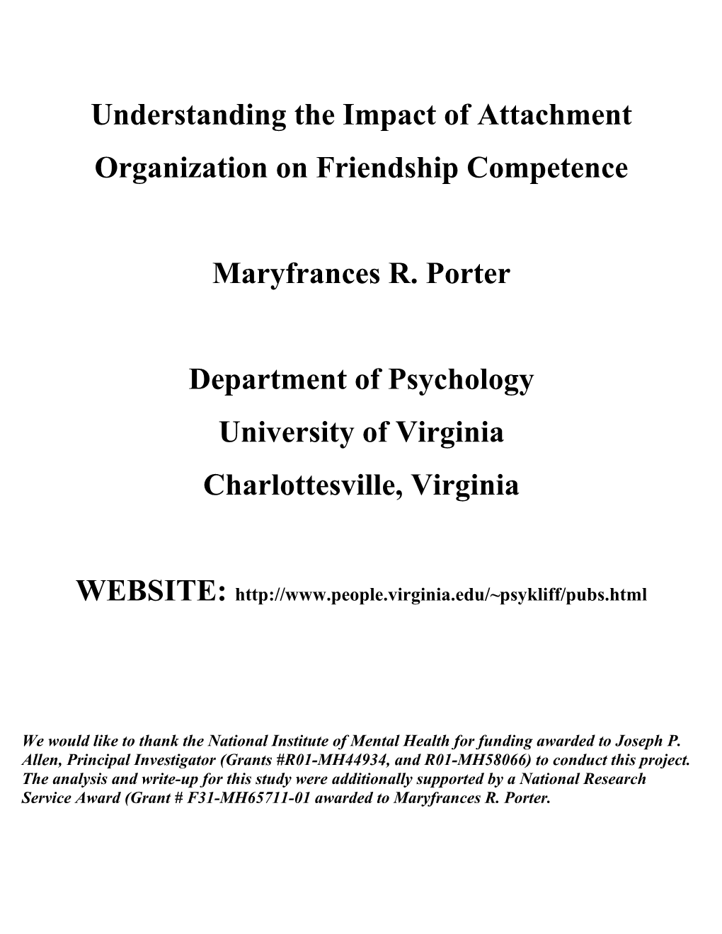 Understanding the Impact of Attachment Organization on Friendship Competence