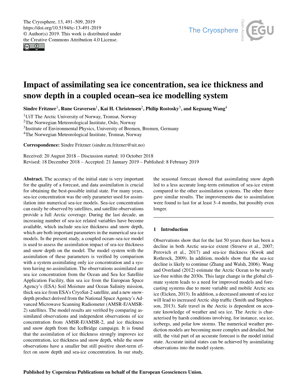 Impact of Assimilating Sea Ice Concentration, Sea Ice Thickness and Snow Depth in a Coupled Ocean–Sea Ice Modelling System