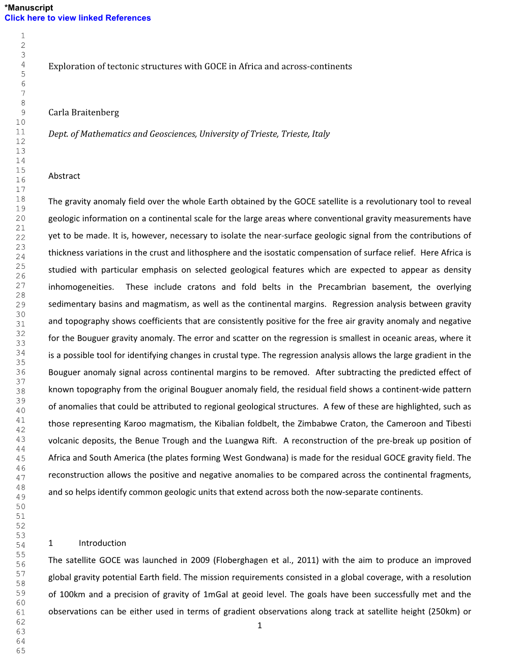 1 Exploration of Tectonic Structures with GOCE in Africa and Across