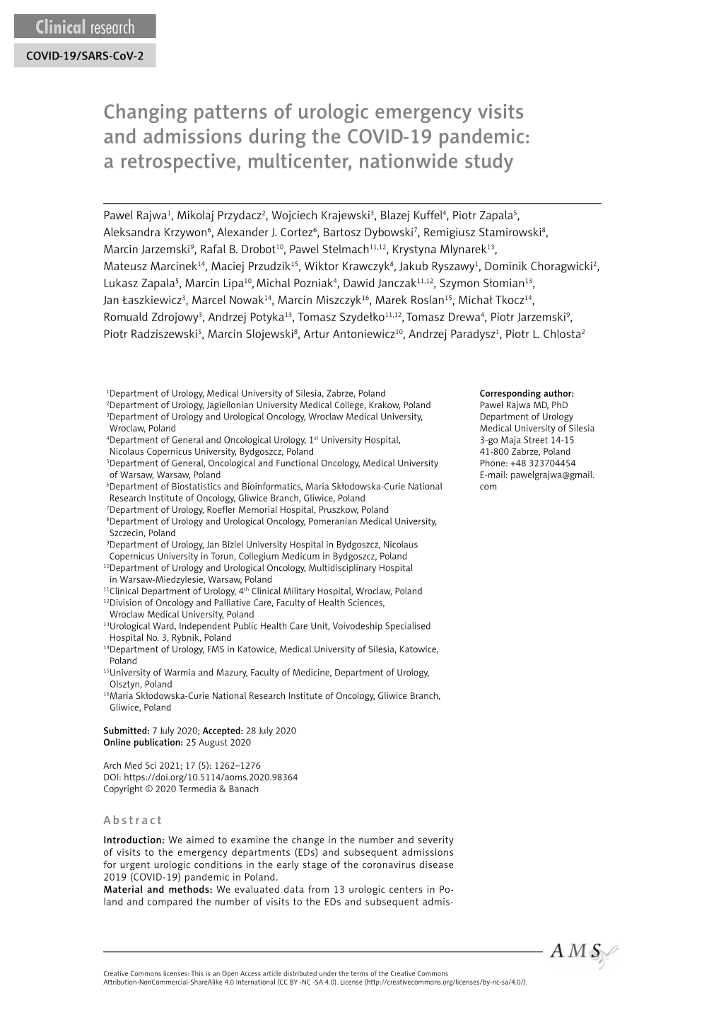 Changing Patterns of Urologic Emergency Visits and Admissions During the COVID-19 Pandemic: a Retrospective, Multicenter, Nationwide Study