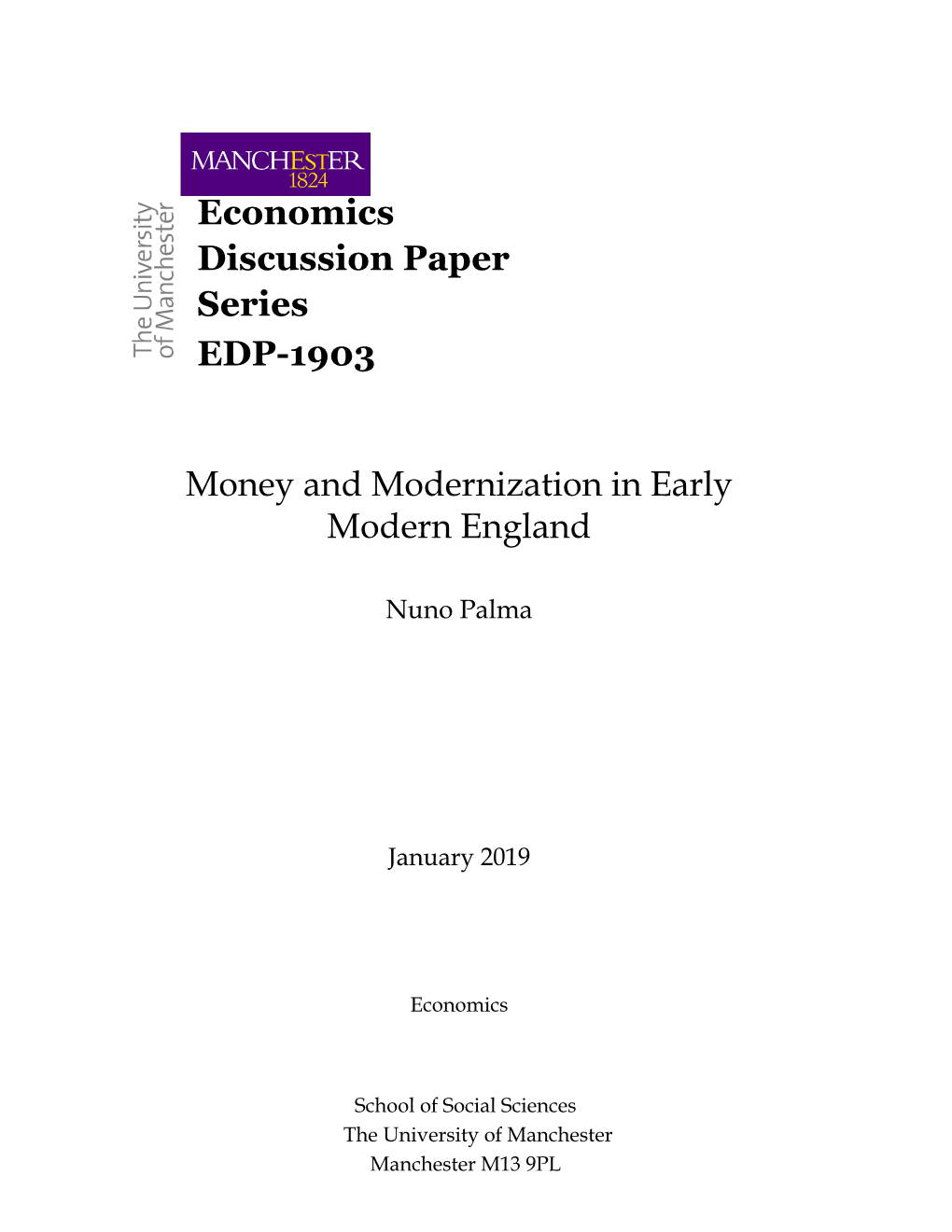 Money and Modernization in Early Modern England
