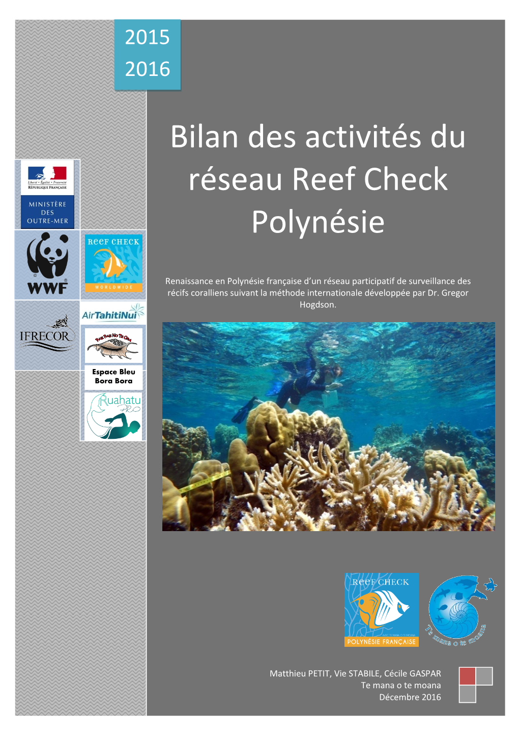 Bilan Des Activités Du Réseau Reef Check Polynésie