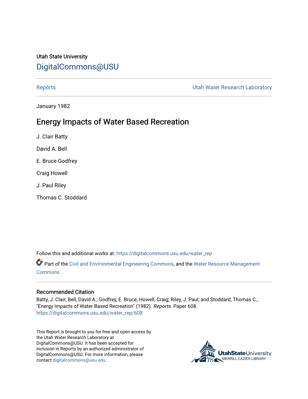 Energy Impacts of Water Based Recreation