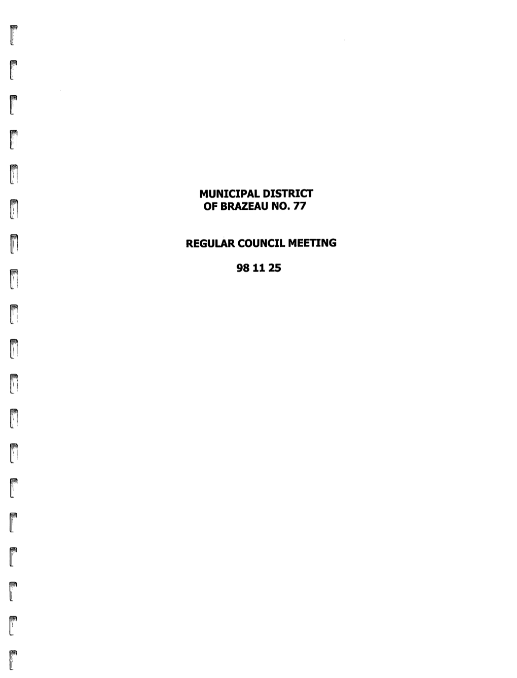 Municipal District of Brazeau No. 77 Regular Council