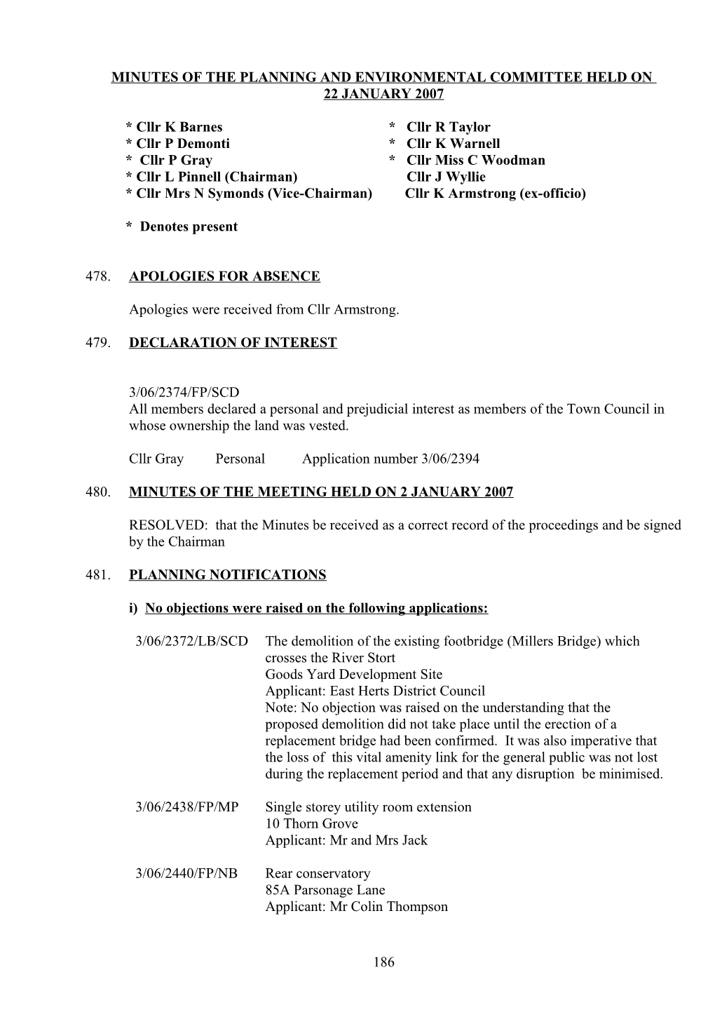 Minutes of the Planning and Environmental Committee Held on 5 January 2004