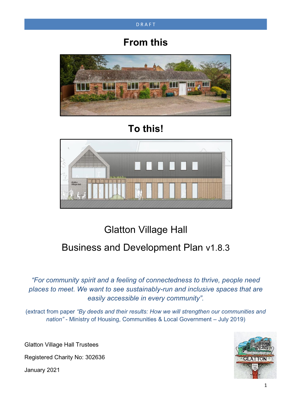Glatton Village Hall DRAFT Development & Business Plan V1.8.3