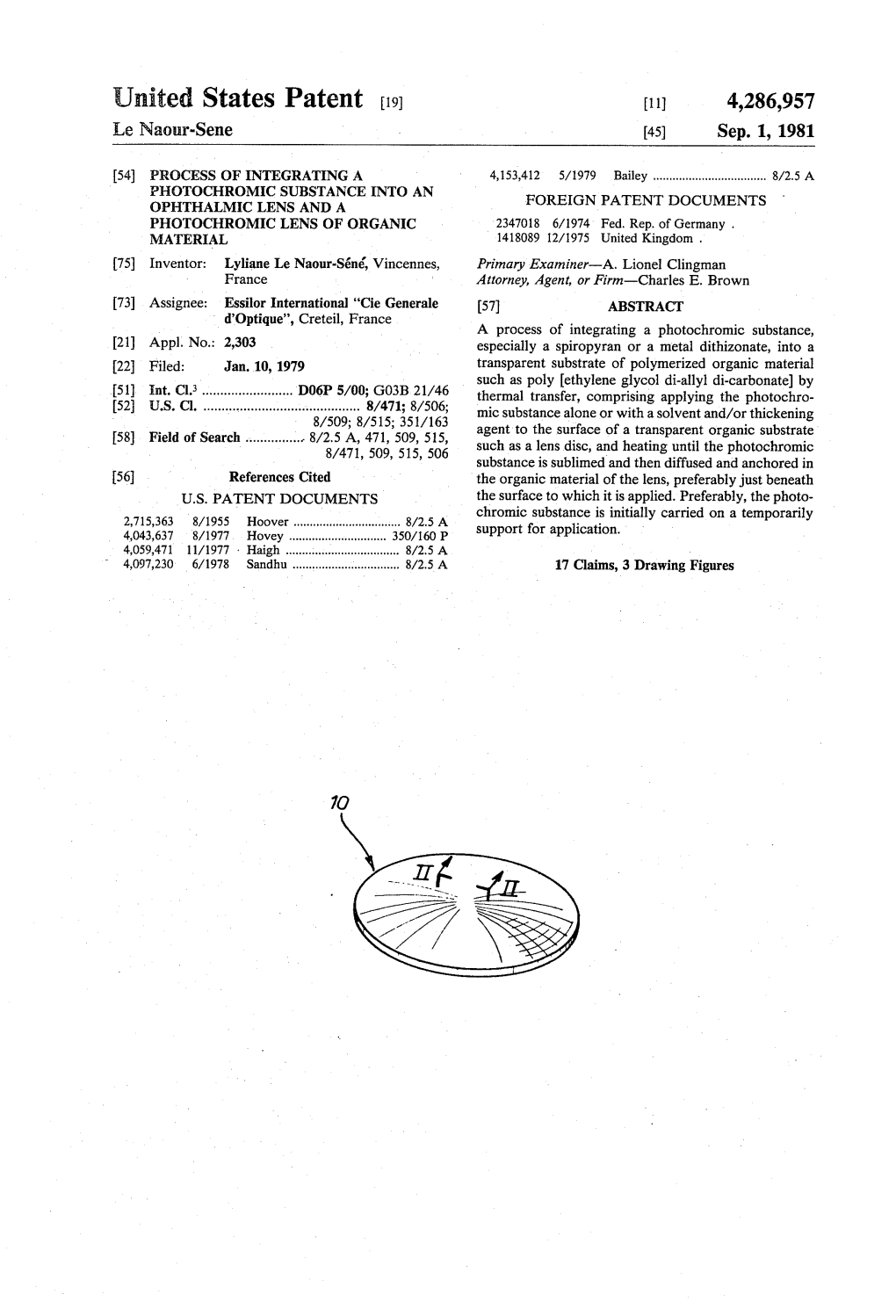 United States Patent (19) 11 4,286,957 Le Naour-Sene 45) Sep