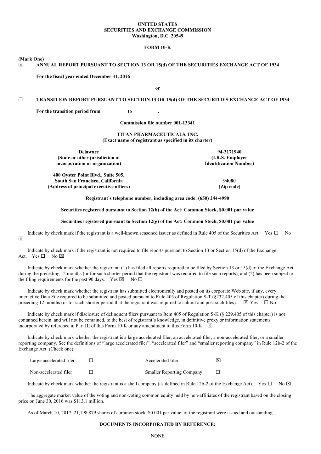 X ANNUAL REPORT PURSUANT to SECTION 13 OR 15(D) of the SECURITIES EXCHANGE ACT of 1934