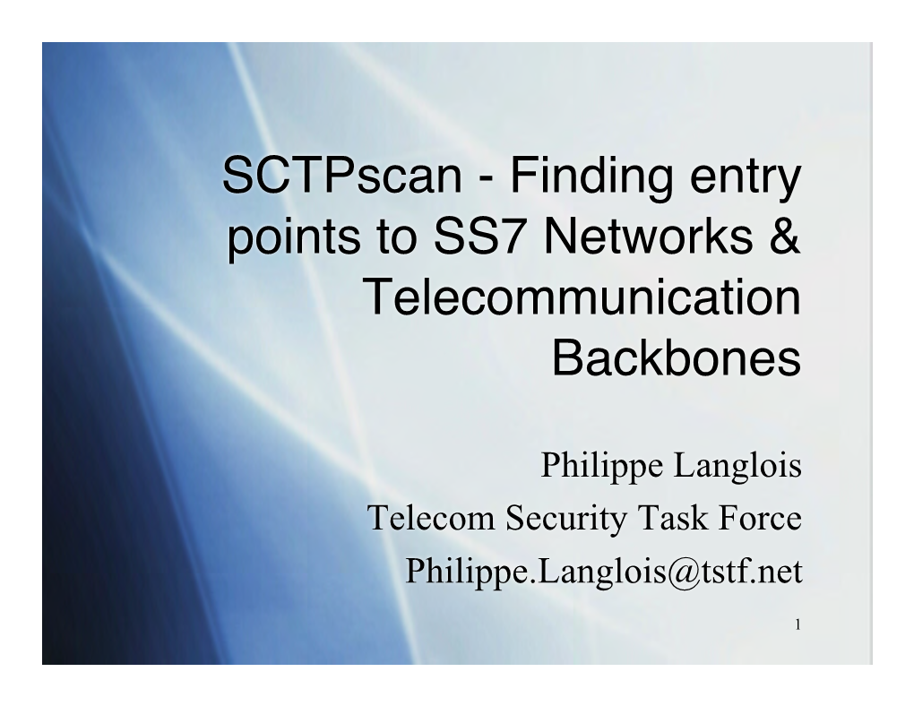 Finding Entry Points to SS7 Networks & Telecommunication Backbones