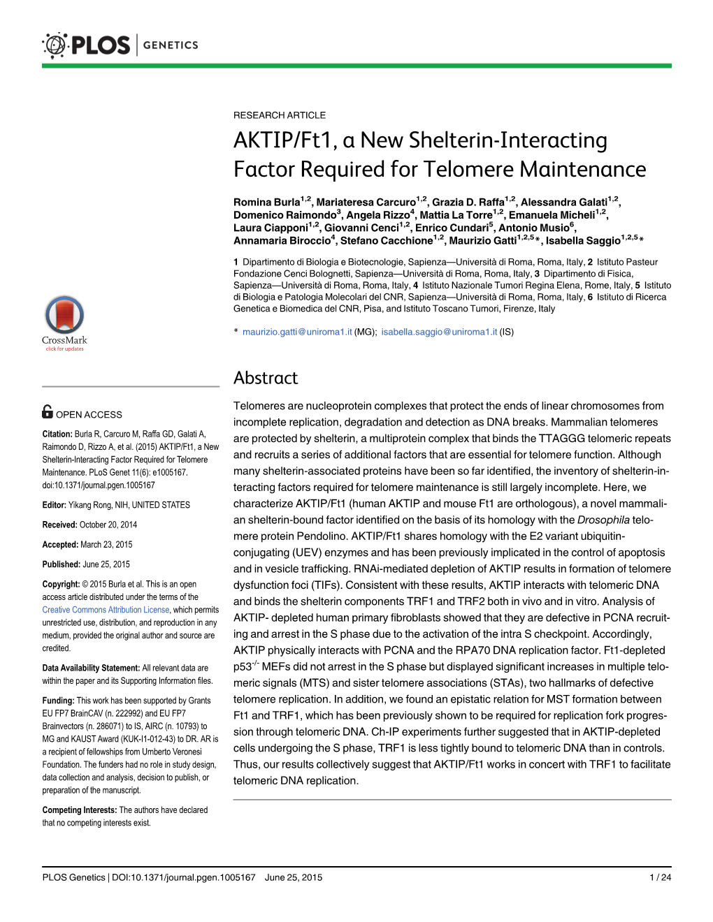 AKTIP/Ft1, a New Shelterin-Interacting Factor Required for Telomere Maintenance