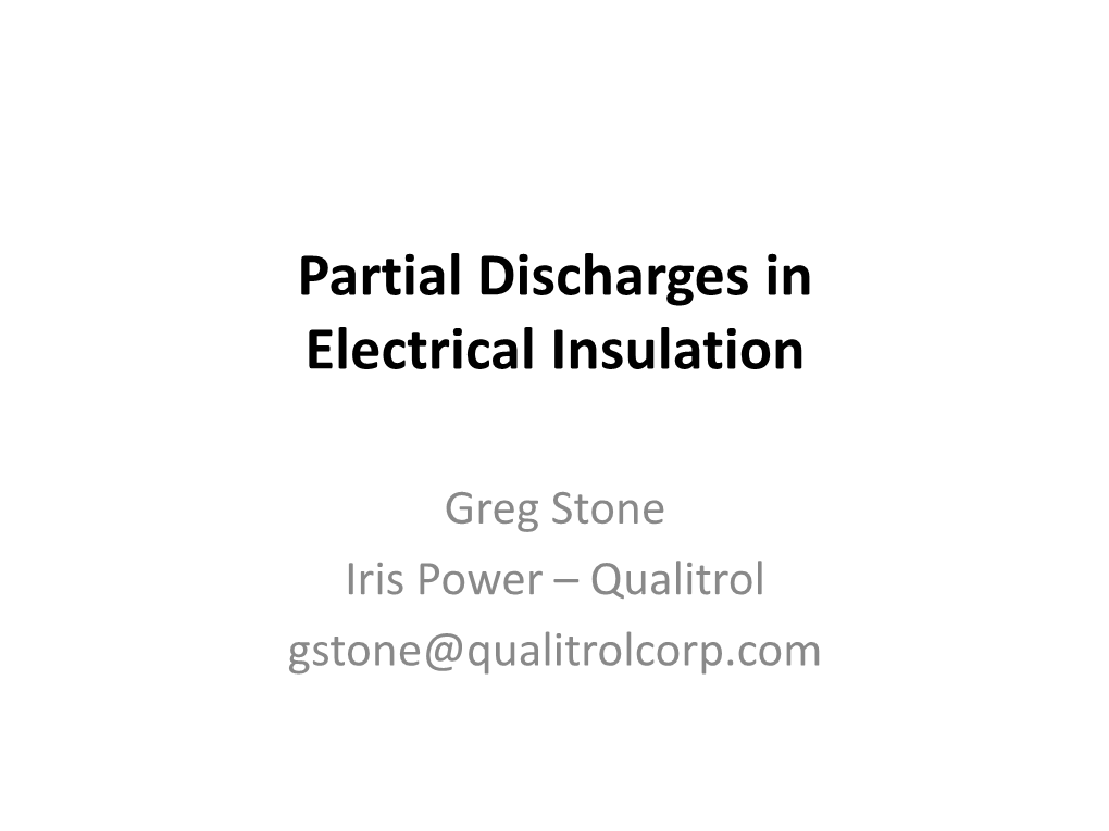 Partial Discharges in Electrical Insulation