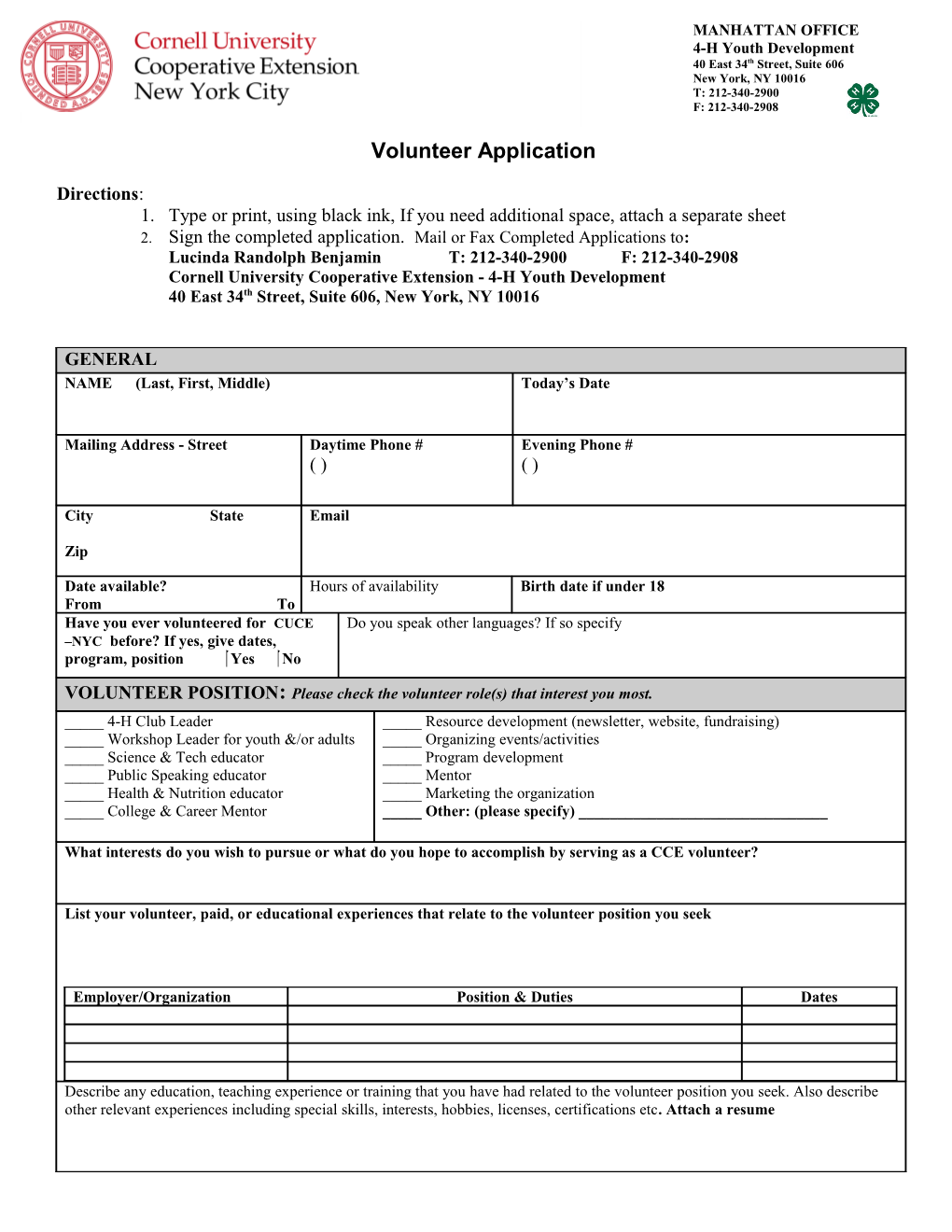 Volunteer Application s9