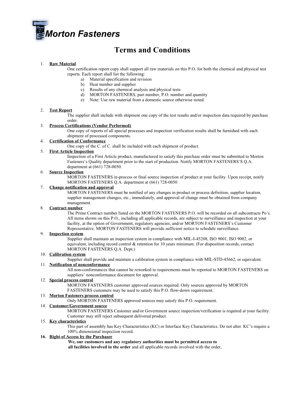 Flow Down QA Clauses