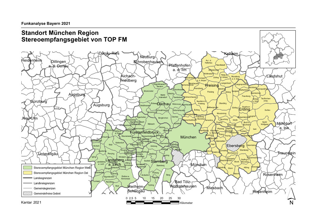 Standort München Region Stereoempfangsgebiet Von TOP FM