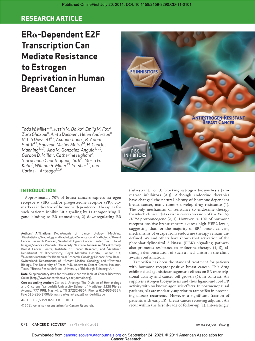 Era-Dependent E2F Transcription Can Mediate Resistance to Estrogen Deprivation in Human Breast Cancer