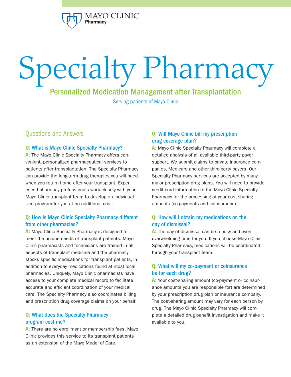 Specialty Pharmacy Q and a Fact Sheet