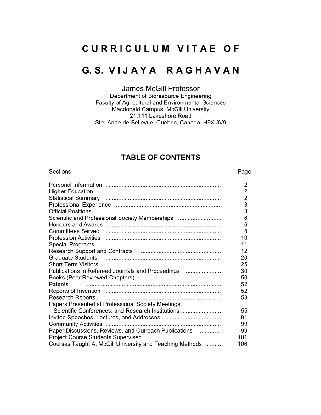 Curriculumvitaeof Gs Vijayaraghavan