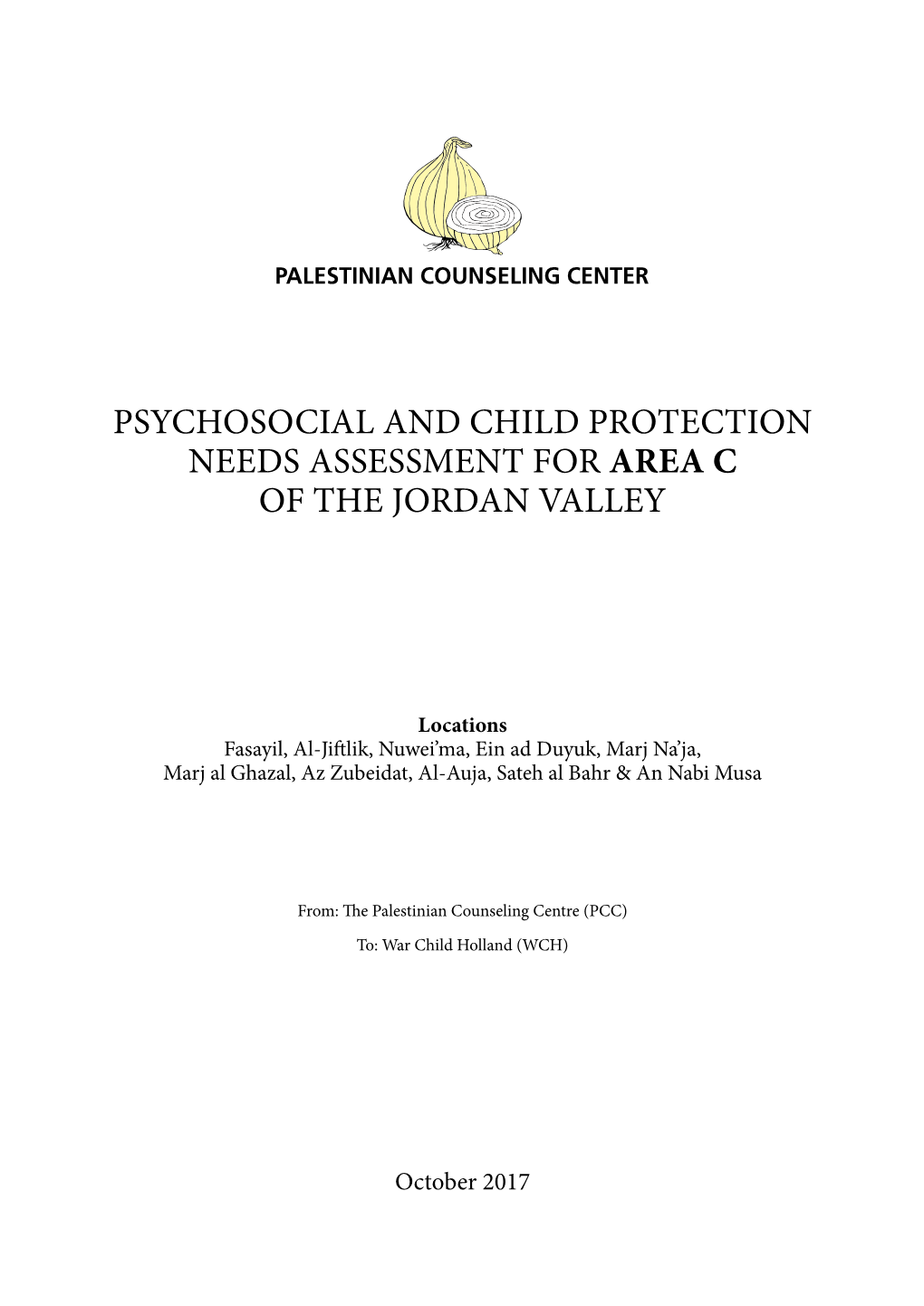 Psychosocial and Child Protection Needs Assessment for Area C of the Jordan Valley