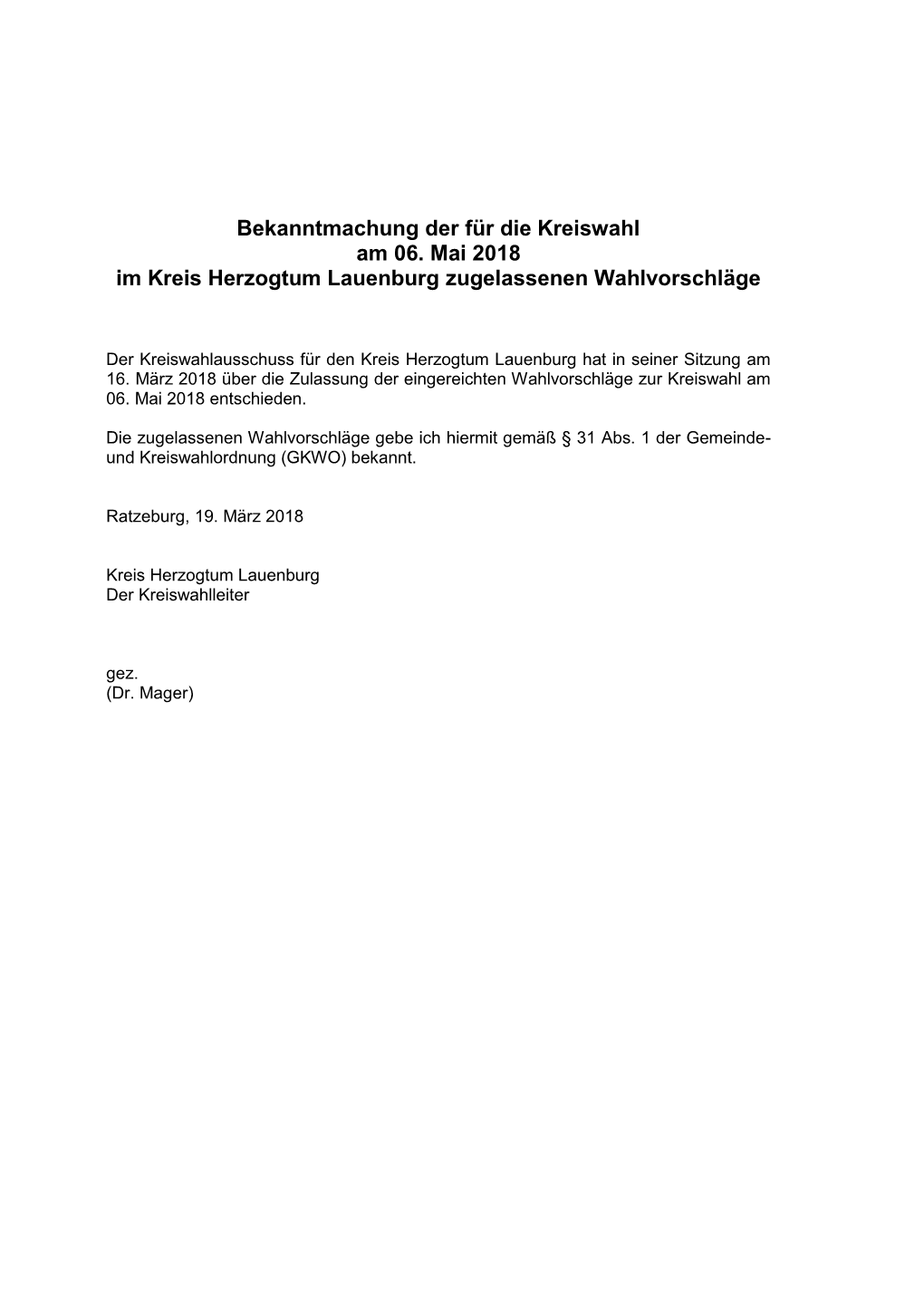 Zum Amtlichen Kreisblatt