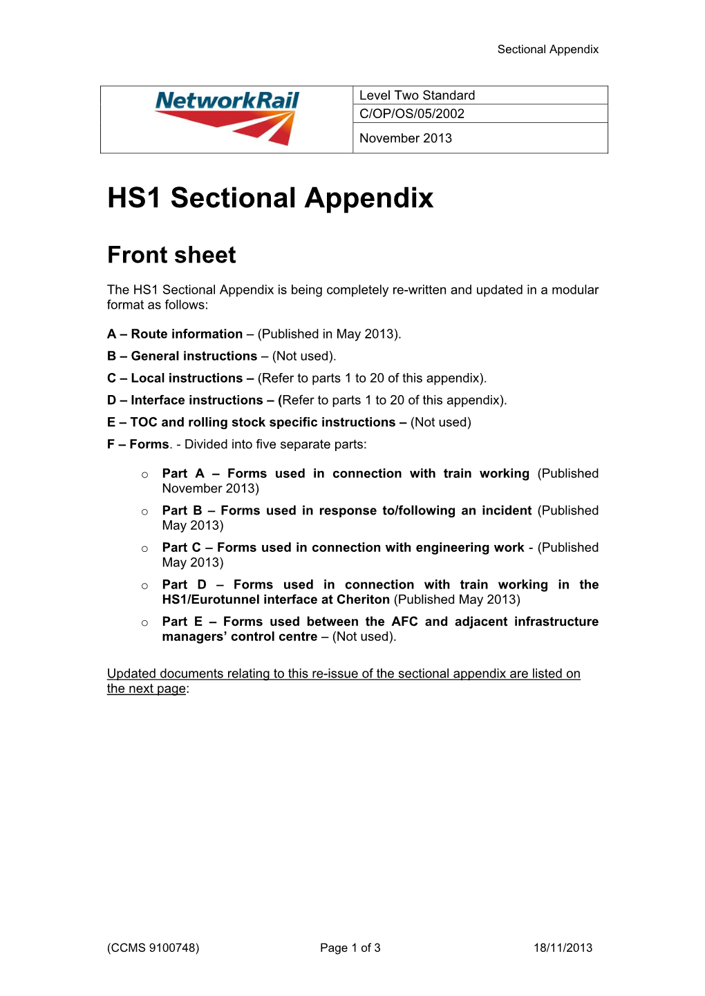 Download HS1 Sectional Appendix