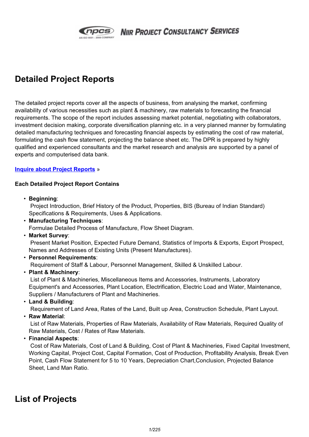 Detailed Project Reports