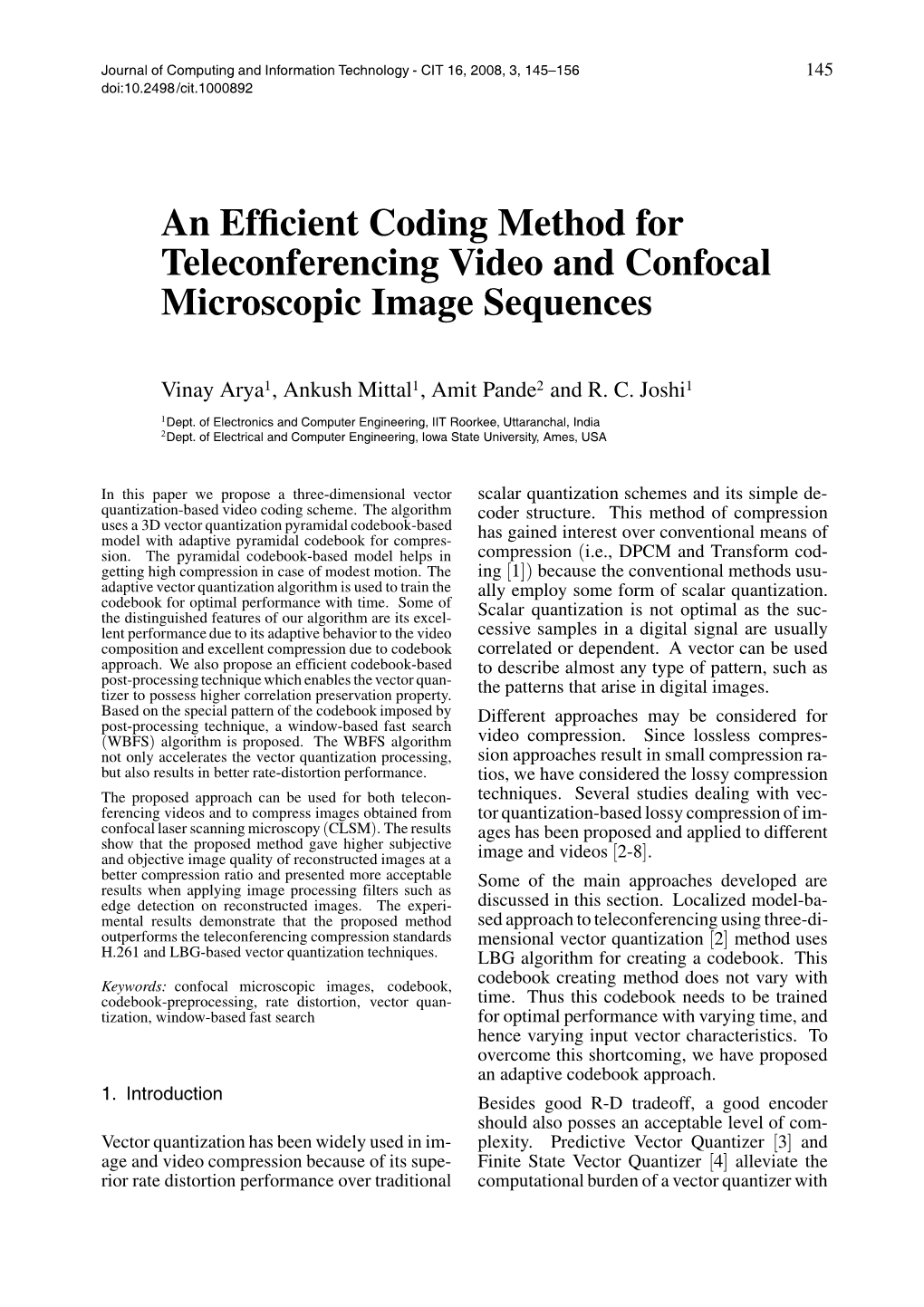 An Efficient Coding Method for Teleconferencing Video and Confocal Microscopic Image Sequences