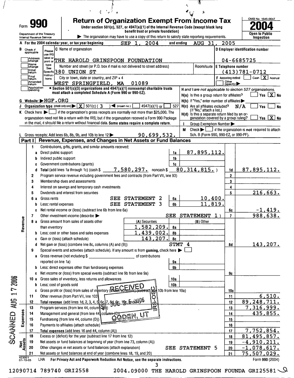 Return of Organization Exempt From:Income