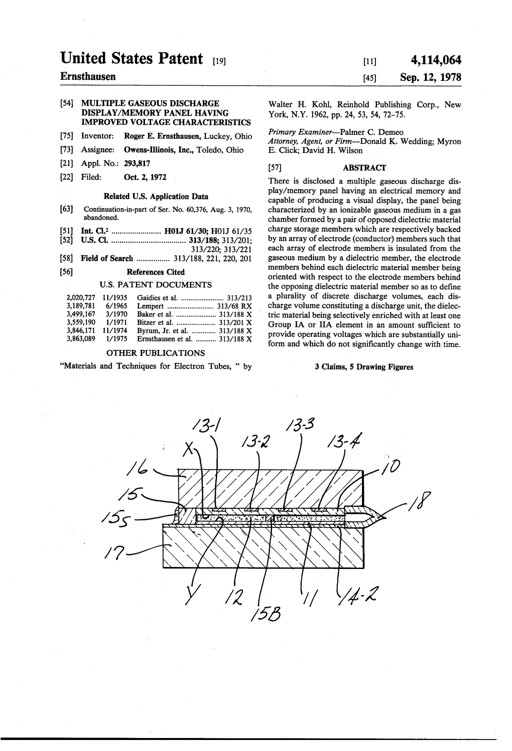 United States Patent (19) 11) 4,114,064 Ernsthausen 45) Sep