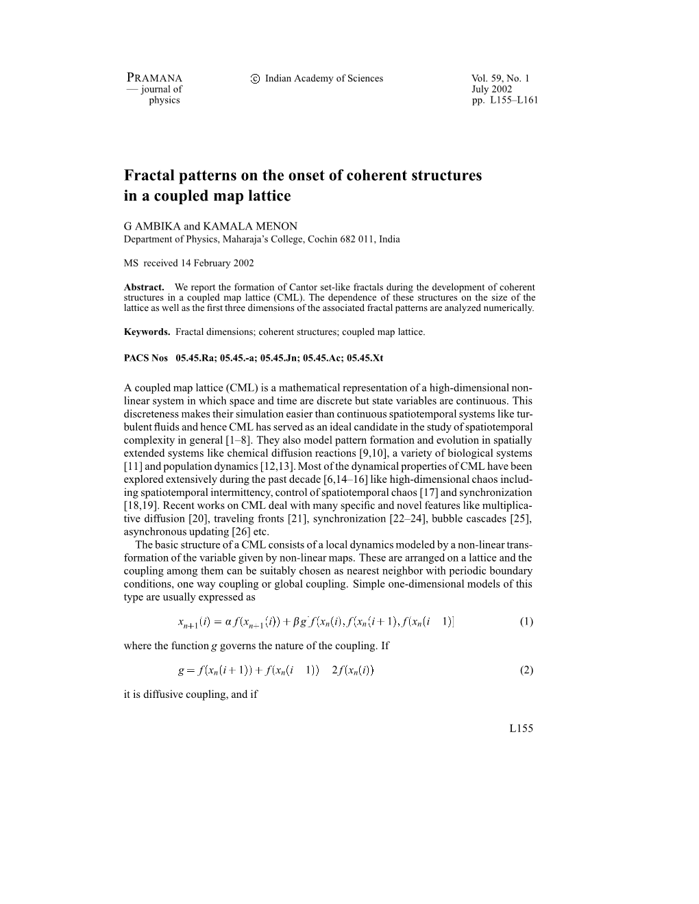 Fractal Patterns on the Onset of Coherent Structures in a Coupled Map Lattice