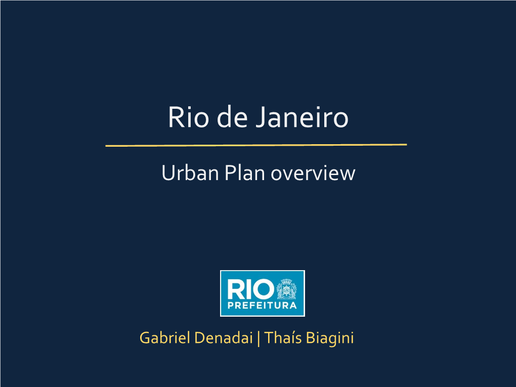 Rio De Janeiro, Urban Planning Presentation