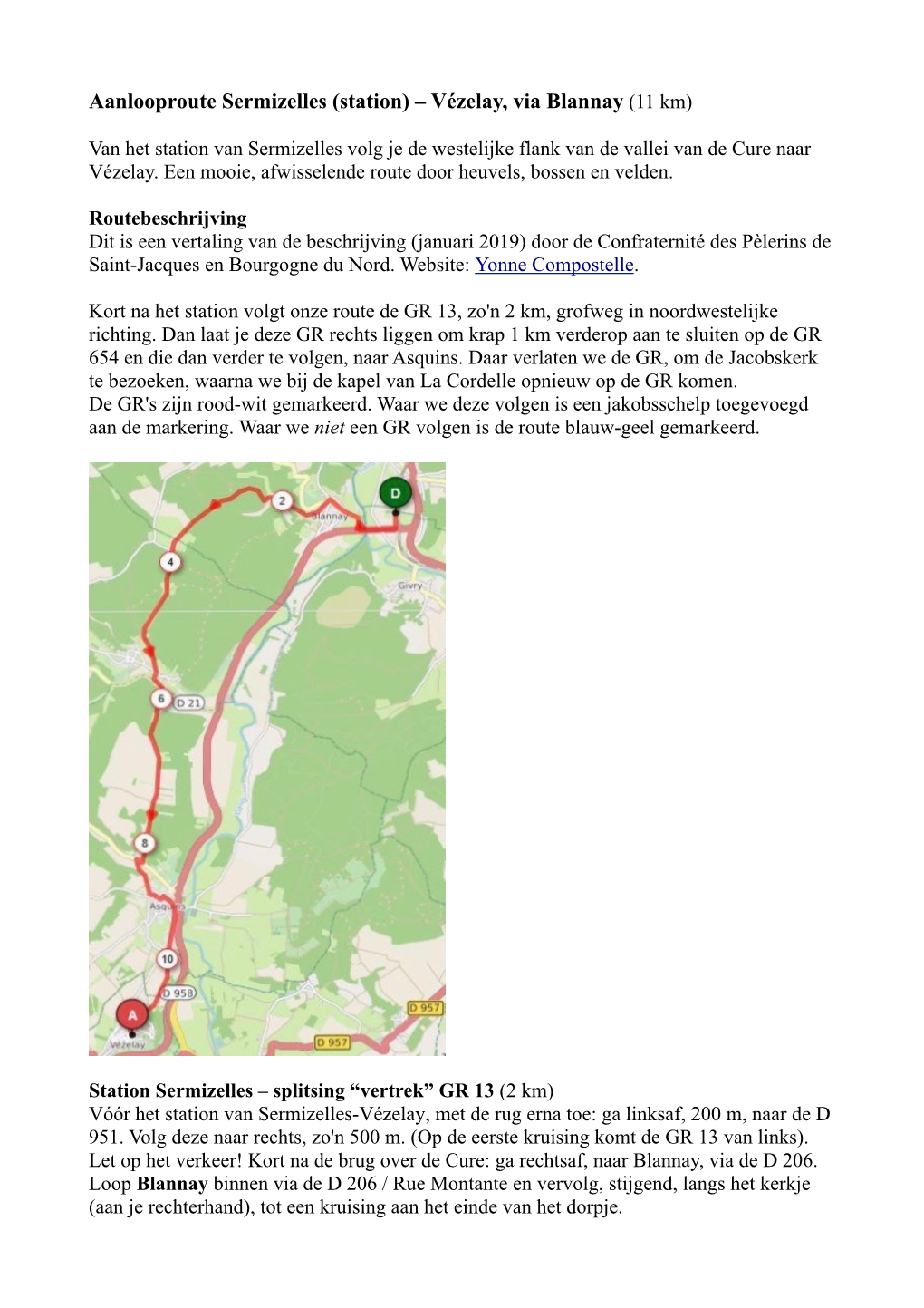 Aanlooproute Sermizelles – Vézelay Via Blannay 26022019