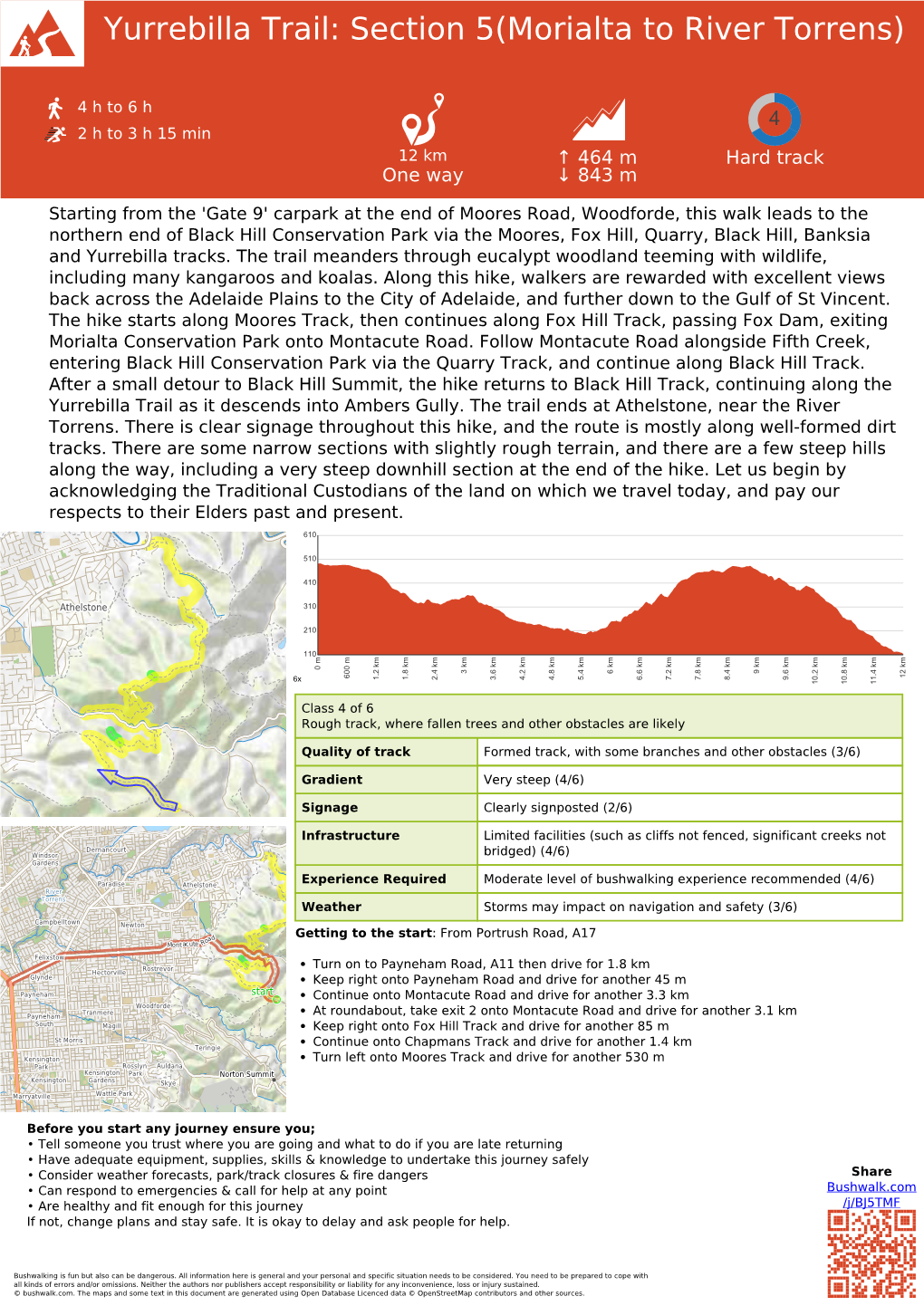 Yurrebilla Trail: Section 5(Morialta to River Torrens)