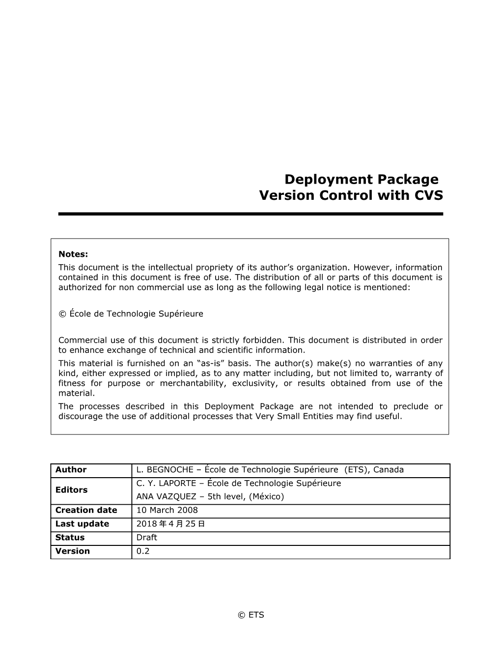 Deployment Package Software Requirements Analysis