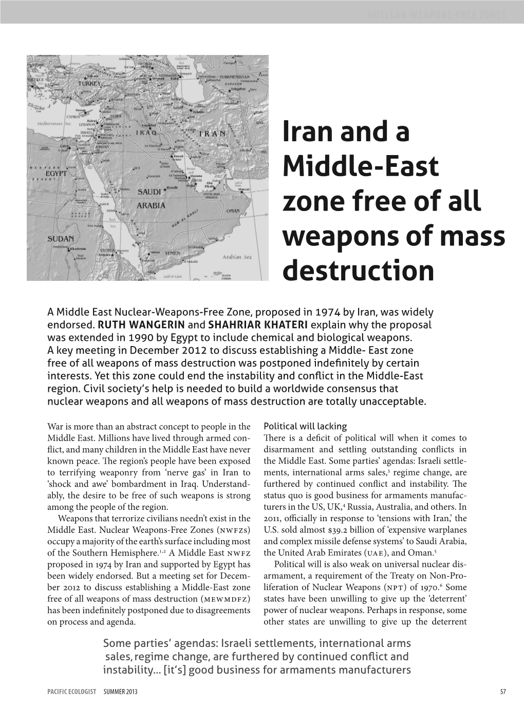 Iran and a Middle-East Zone Free of All Weapons of Mass Destruction