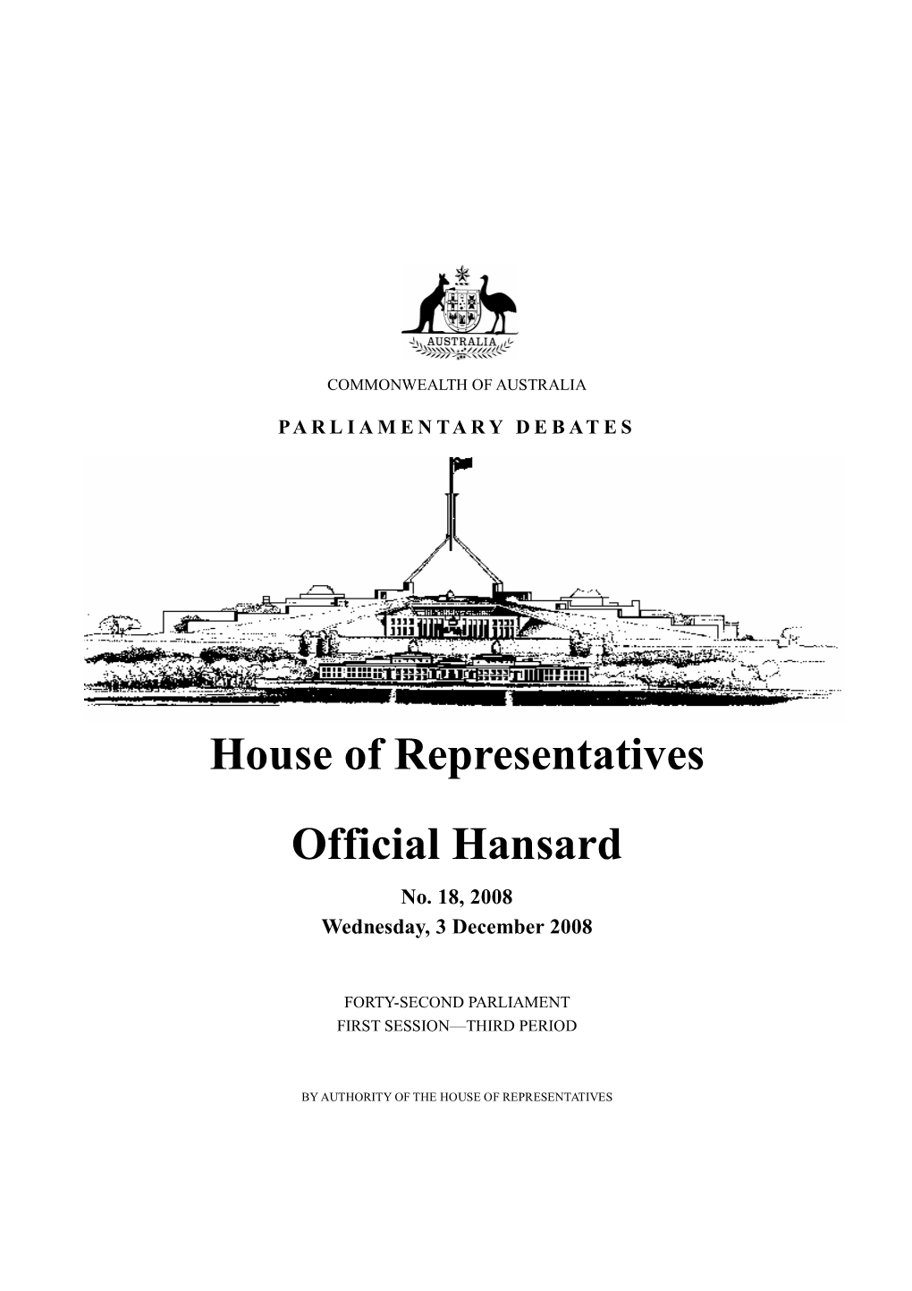 House of Representatives Official Hansard No