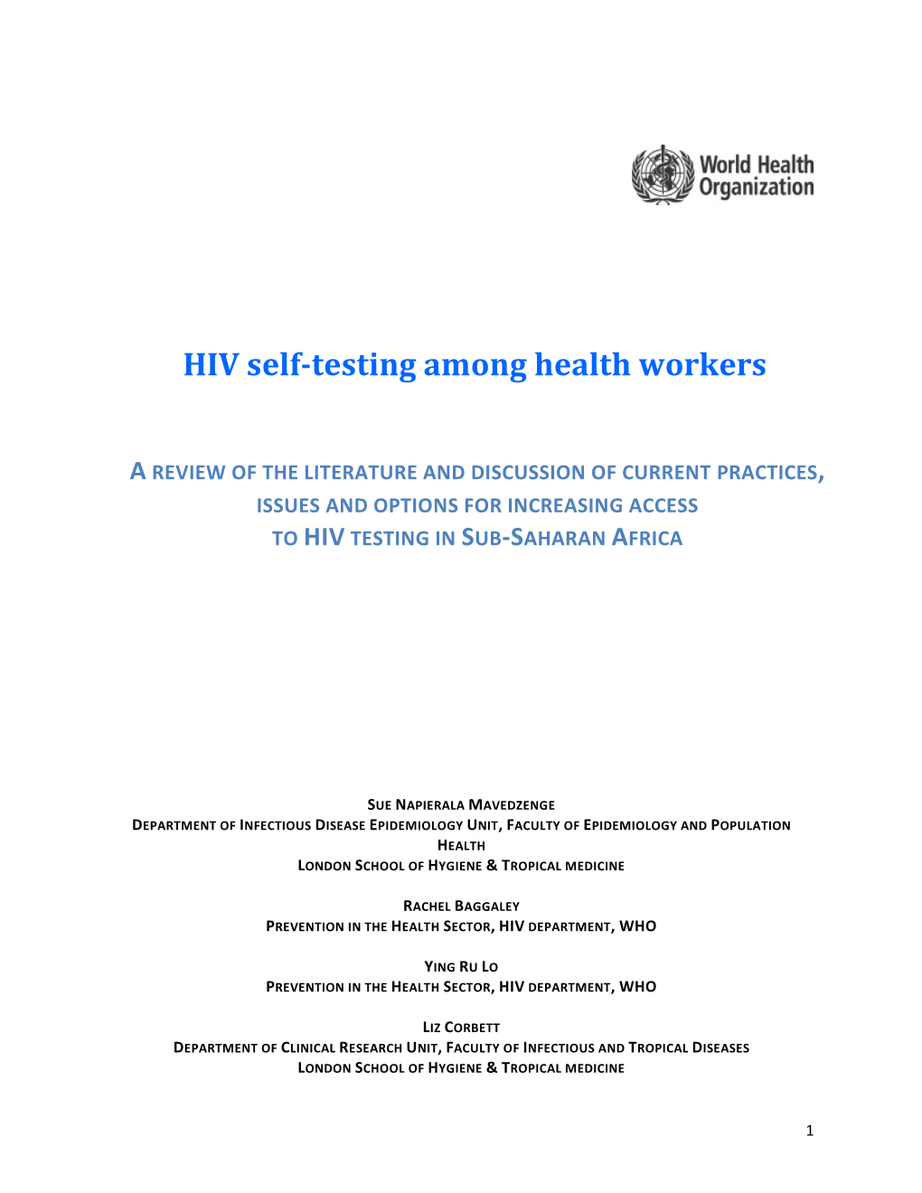 HIV Self-Testing Among Health Workers