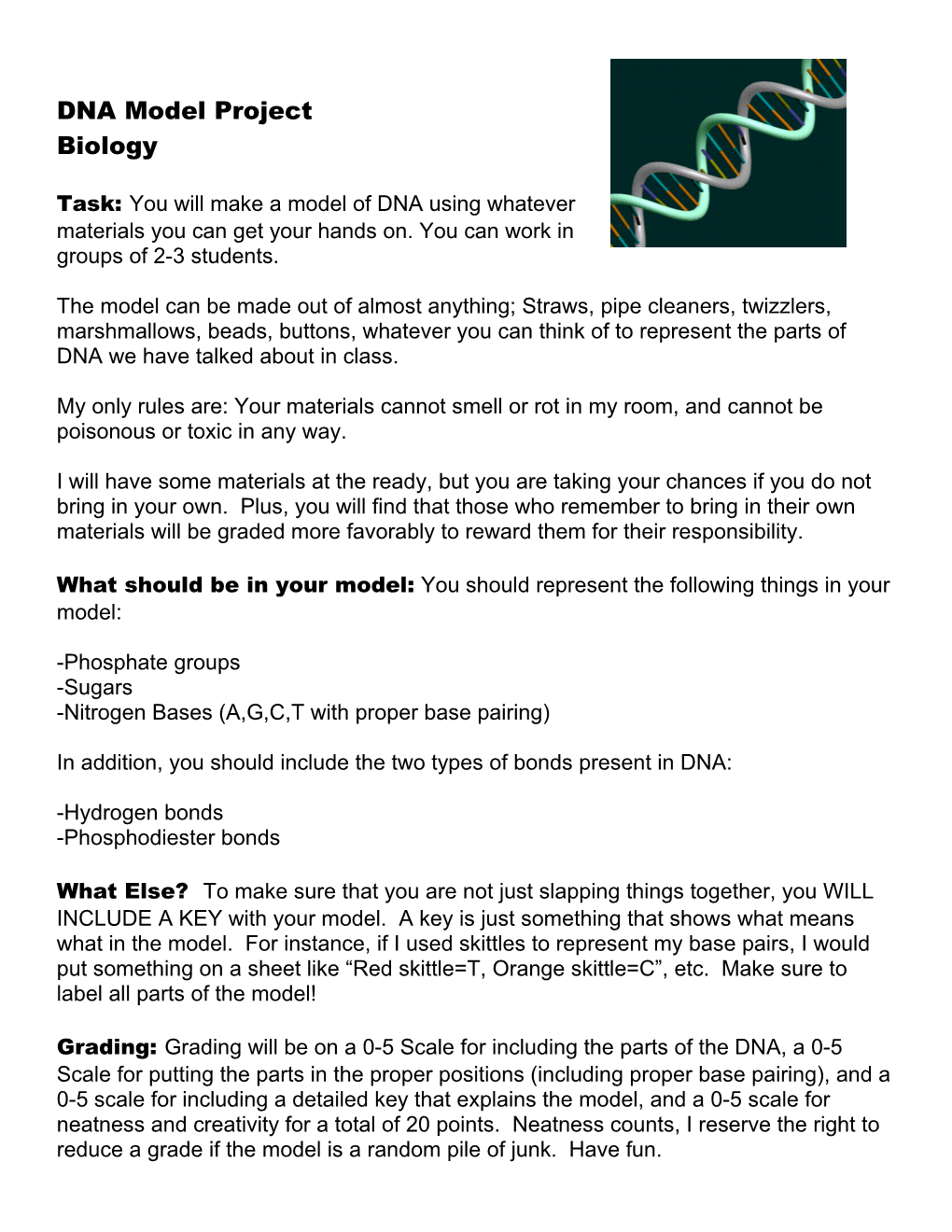 DNA Model Project