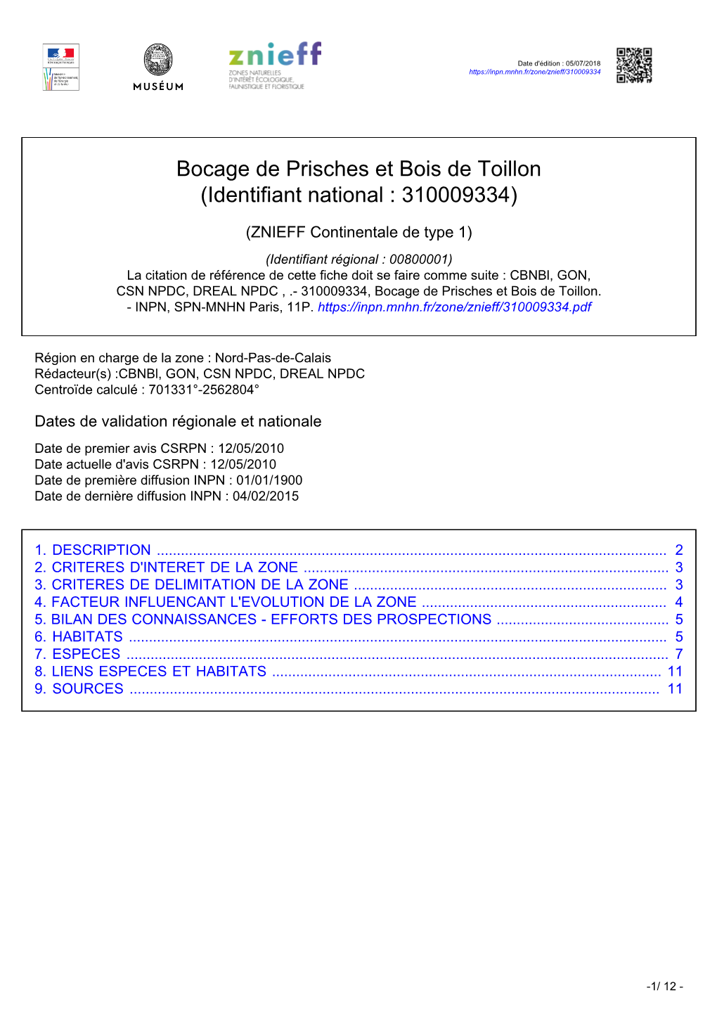 Bocage De Prisches Et Bois De Toillon (Identifiant National : 310009334)