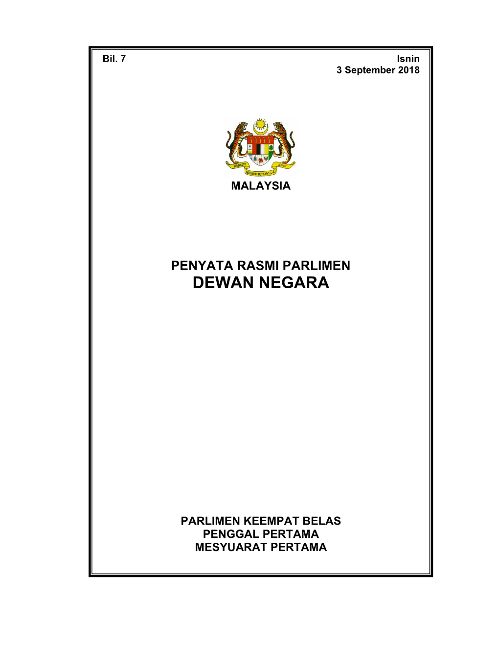 Penyata Rasmi Parlimen Dewan Negara