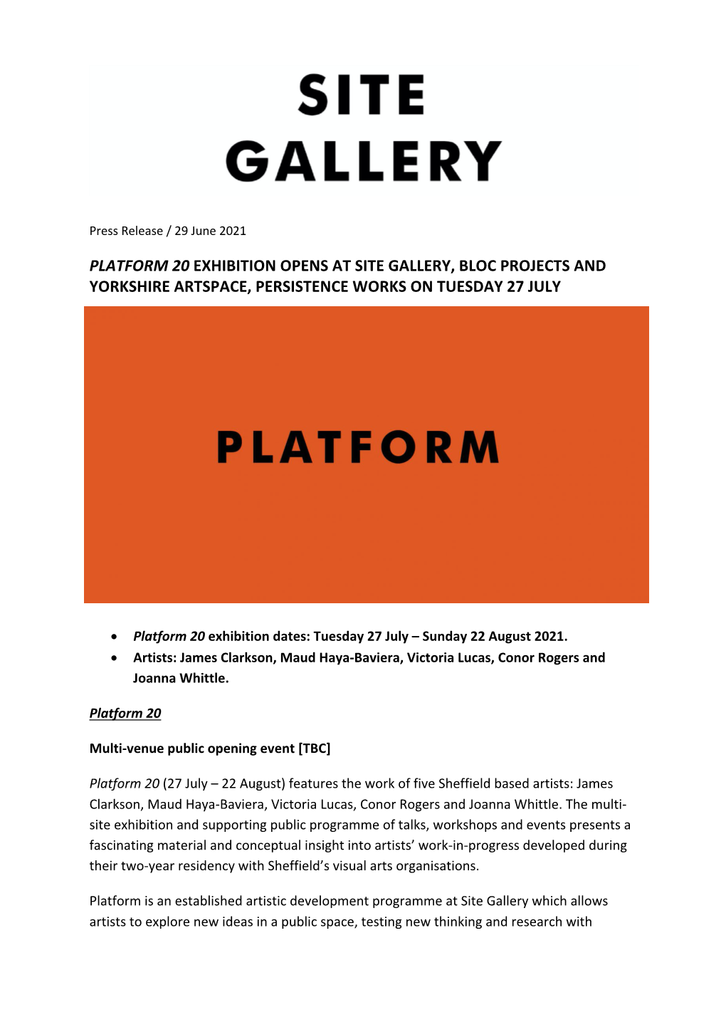 Introducing PLATFORM: a Returning Multi-Venue Exhibition Featuring the Work of Five Sheffield Based Artists