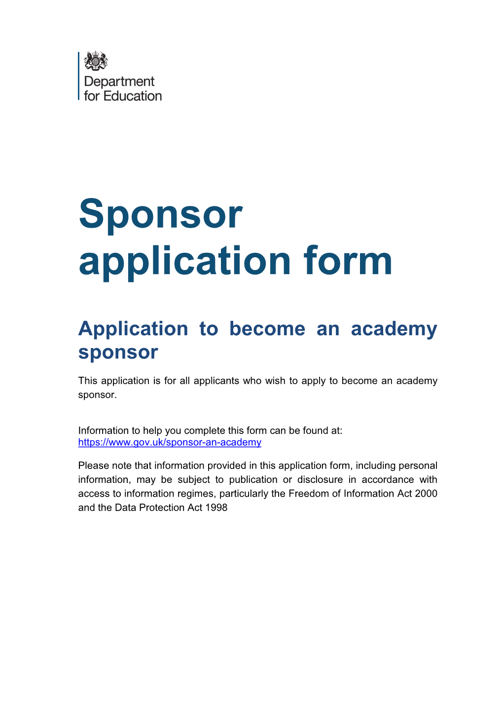 Sponsor Application Form