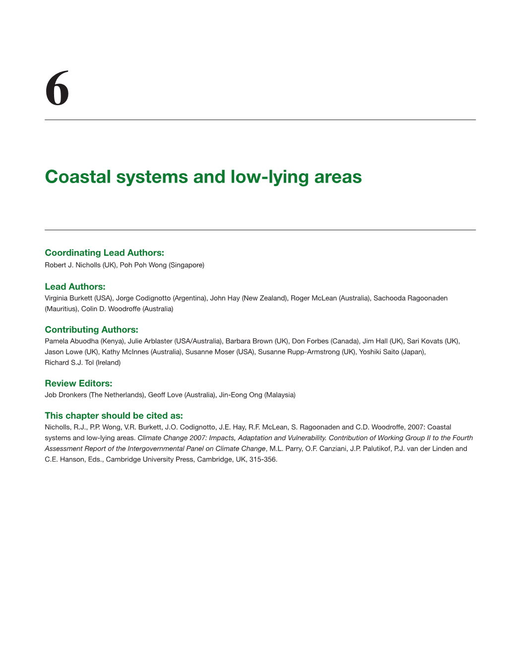 Coastal Systems and Low-Lying Areas