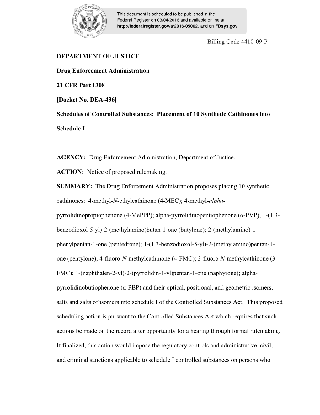 Billing Code 4410-09-P DEPARTMENT of JUSTICE Drug Enforcement Administration 21